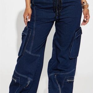 Fashion Nova denim cargo Jeans